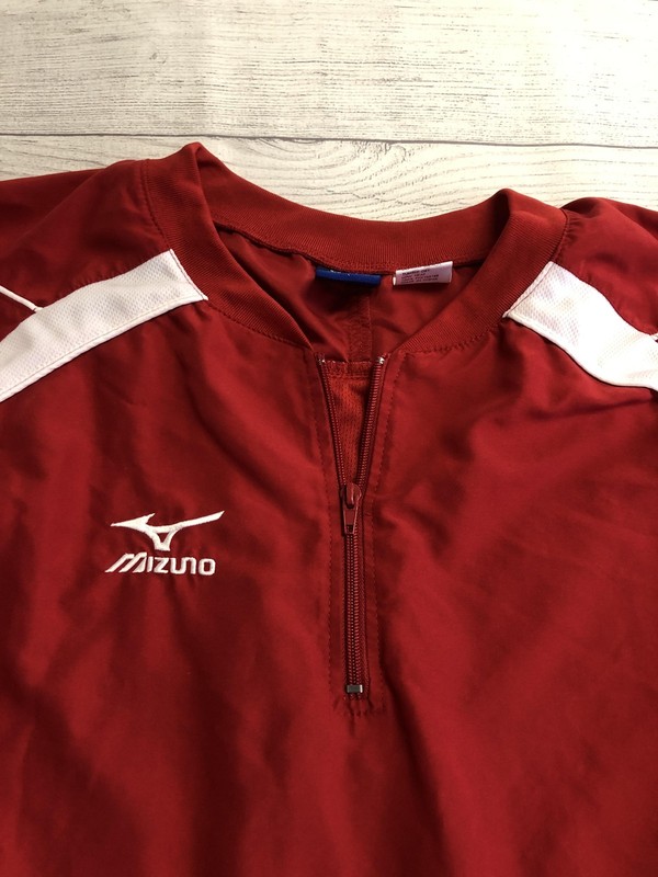 Mizuno Pullover Mens 3XL Red Short Sleeve 1/4 Zip Baseball Top Performance gallery