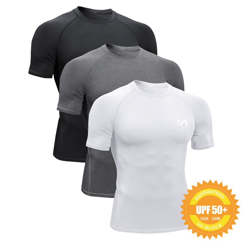 Meetyoo 2X compression shirt men's functional shirt running shirt fitness sports short gallery