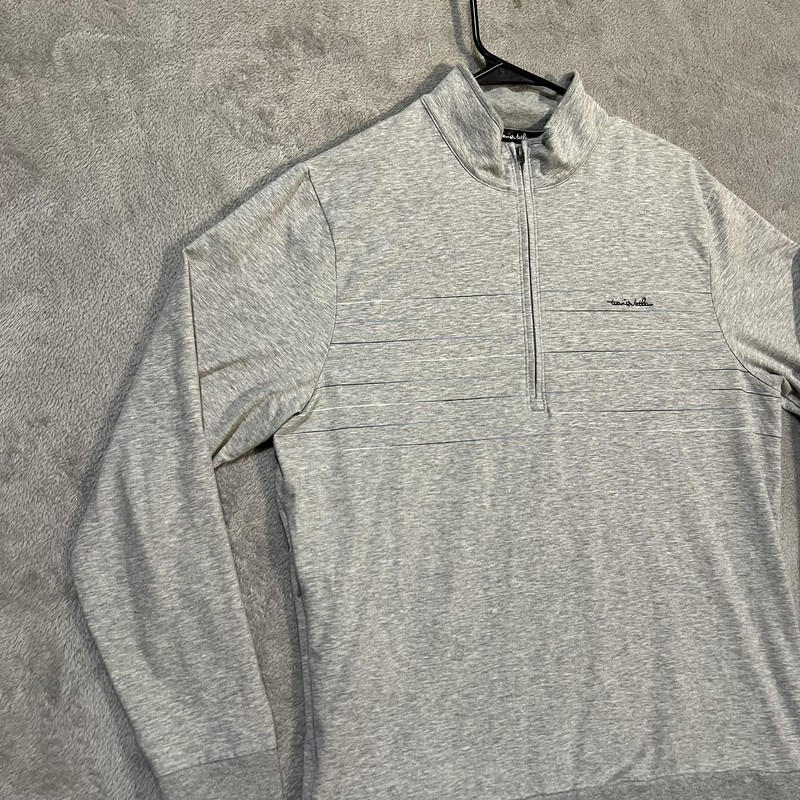 Travis Mathew Pullover Mens Medium Gray 1/4 Zip Long Sleeve Golf Toscana gallery