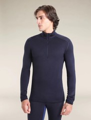 icebreaker Men’s Merino 260 Tech Long Sleeve Half Zip Thermal Top Small Navy