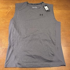 Under Armour Shirt Mens 4XL Gray Heat Tank Top Compression Sleeveless Active