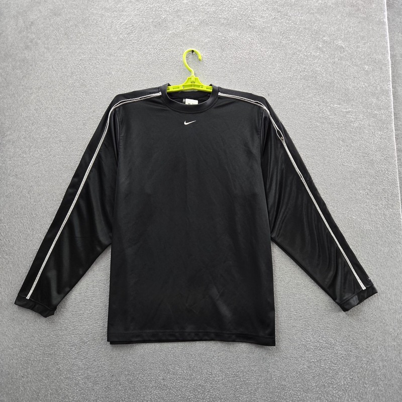 Nike Men Shirt M Black Dri-Fit Activewear Mini Center Swoosh Embroidered Logo gallery