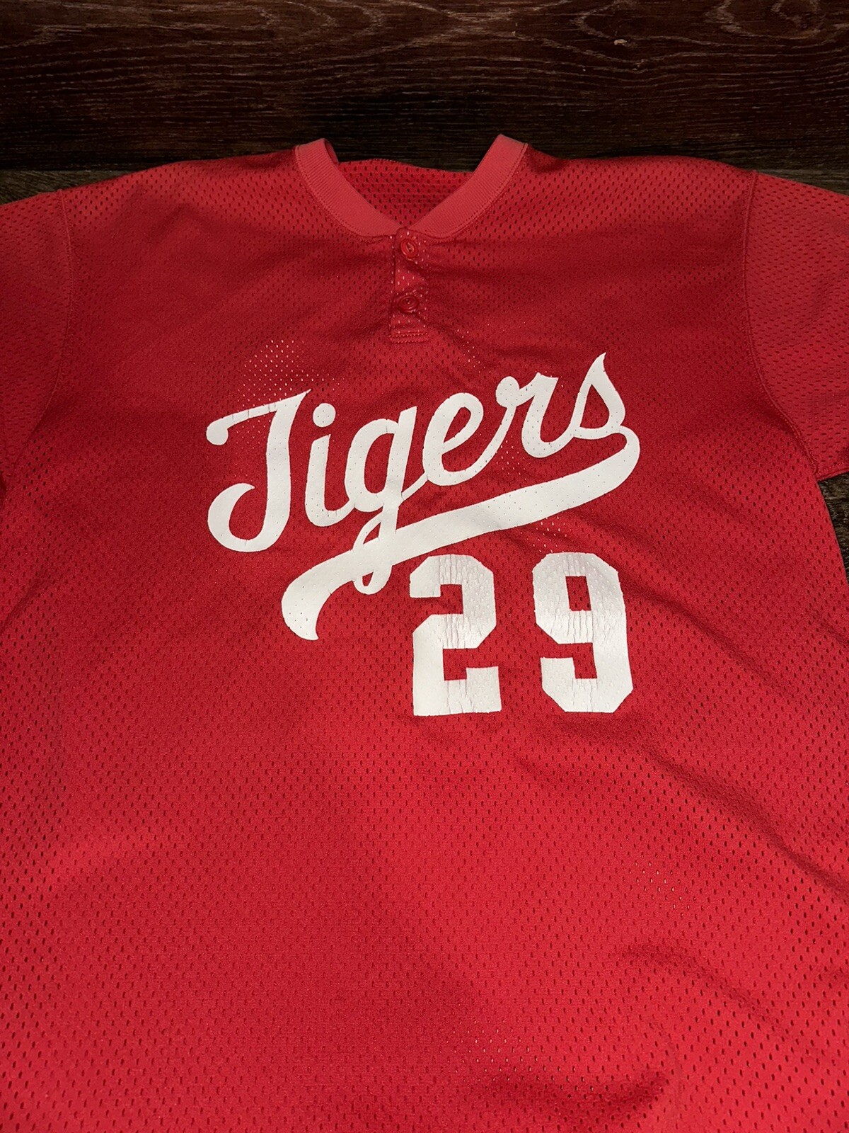 VTG Powers Mfg. Baseball Jersey Men’s Size 42 Red Tigers Cedar Falls IA 70s USA gallery