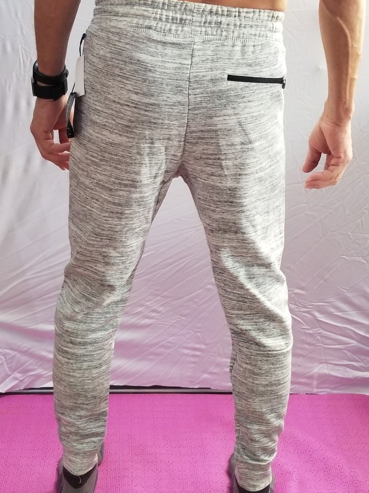 MEN'S BROOKLYN TECH FLEECE PANTS/Sweat pants BLACK WHITE MARBLE SZ MED SLIM gallery