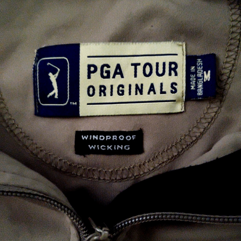 PGA Tour Golf Wind Proof Pullover W 3/4 Zipper Brown Men's Size Medium gallery