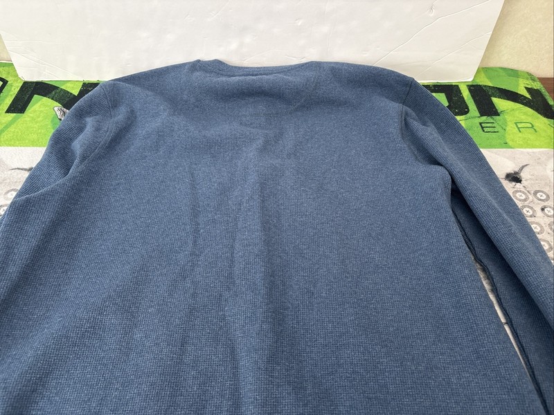 Blue Indigo 3 button Thermal Henley Men's Long Sleeve XL Blue, New gallery