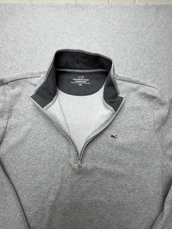 Vineyard Vines Pullover Mens 2XL Gray 1/4 Zip Performance Long Sleeve Whale gallery