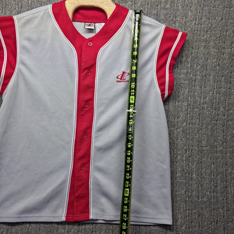 Vintage Logo Athletic Baseball Jersey Vest Mens Large L Grey Red Button Up 90s gallery