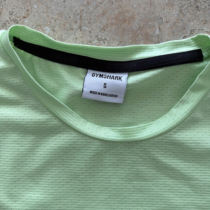 Gymshark Men's Small Light Green Short Sleeve Spellout Logo Fitness T-Shirt gallery