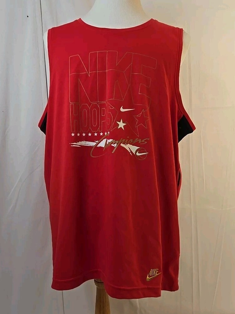 Sz XL Nike Basketball Jersey. Red Tank Top DriFit, Hoop Champions New