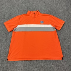 IZOD Pullover Mens 2XL Orange 1/4 Zip Short Sleeve PerformX Golf Top Colorblock