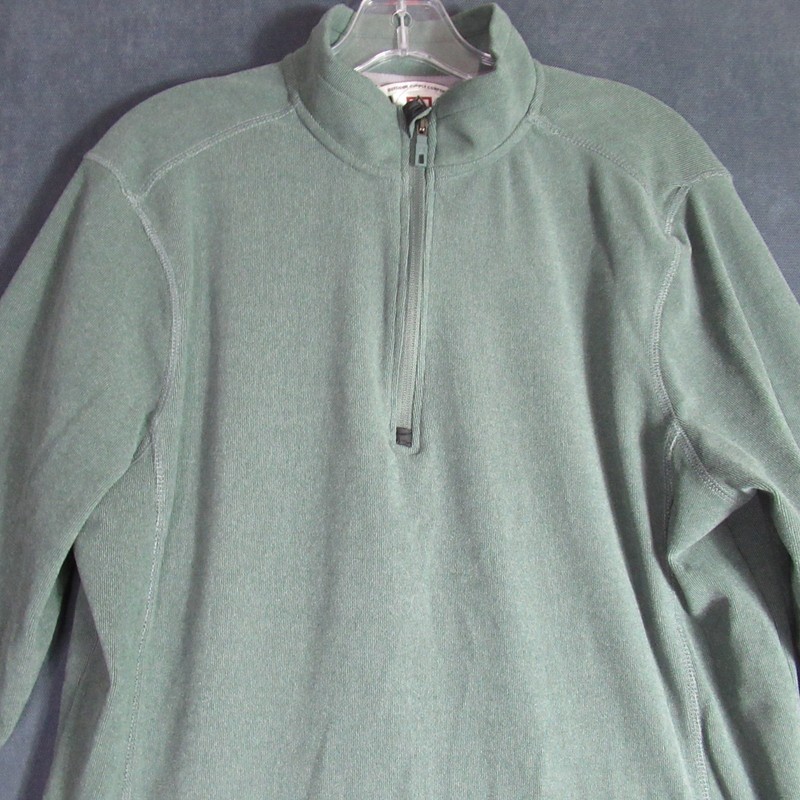 Avalanche Pullover Mens Medium Green Mock Neck 1/4 Zip Knit Hiking Camping gallery