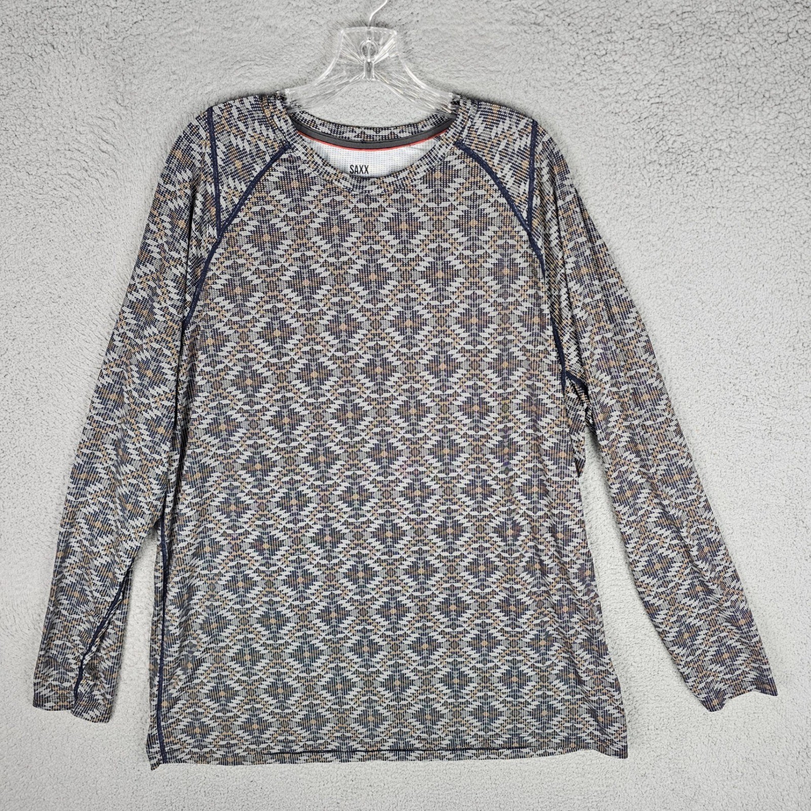 SAXX Long Sleeve Shirt Men XXL Quest Geometric Mesh Performance Base Layer gallery