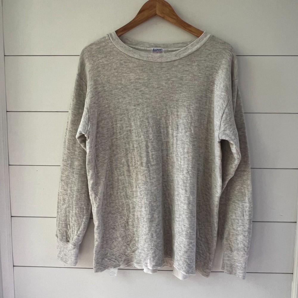 Vintage Duofold 2-Layer Cotton/Wool Heather Gray Thermal Long Sleeve Shirt Large