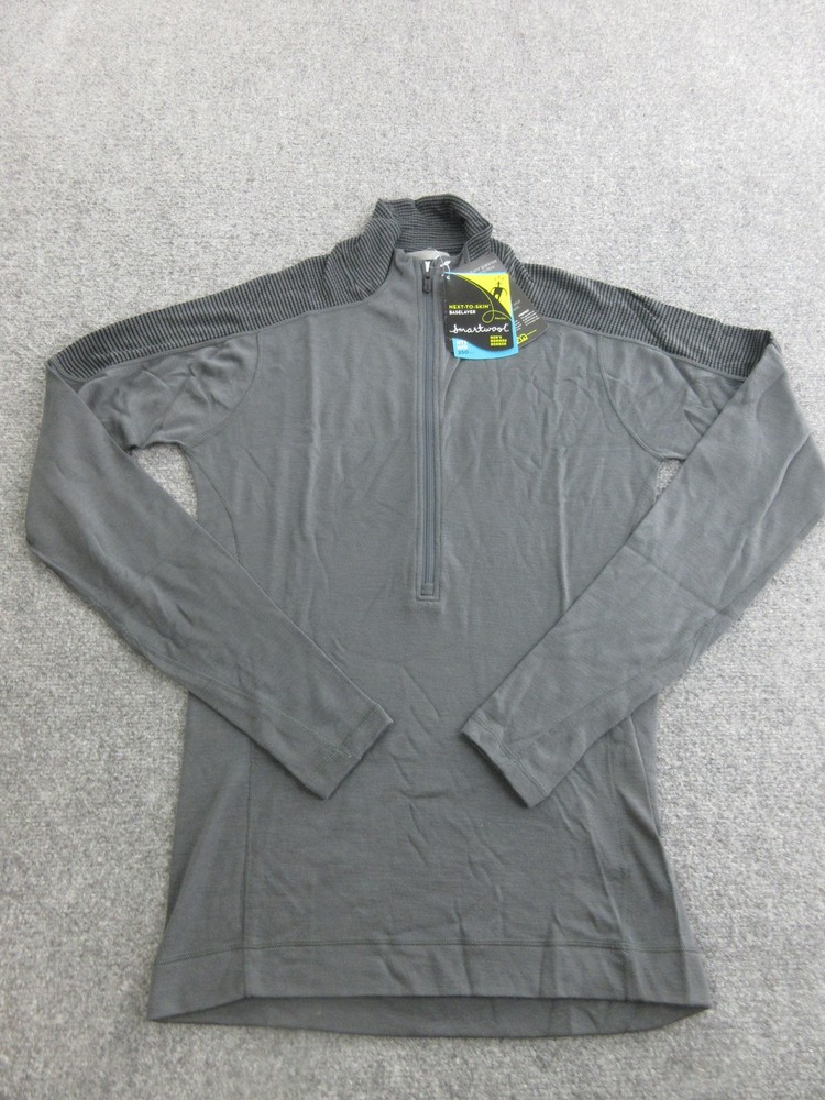 Smartwool Pullover Men Medium Gray 1/4 Zip Merino Wool NTS Mid 250 Base Layer 15