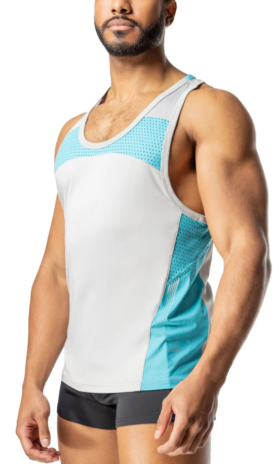 NASTY PIG AGILITY RACERBACK TANK TOP MIRAGE GREY & TEAL MEDIUM gallery