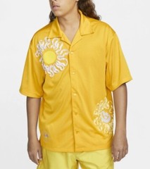 Nike Uphoria Button Up Mesh Short Sleeve Shirt DV9676-743 Yellow Men’s Sz: L