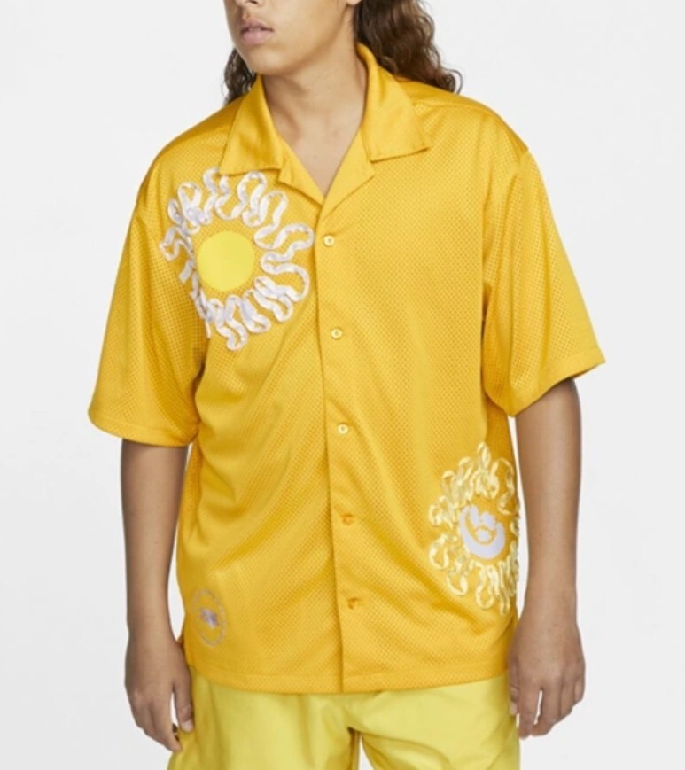 Nike Uphoria Button Up Mesh Short Sleeve Shirt DV9676-743 Yellow Men's Sz: XL