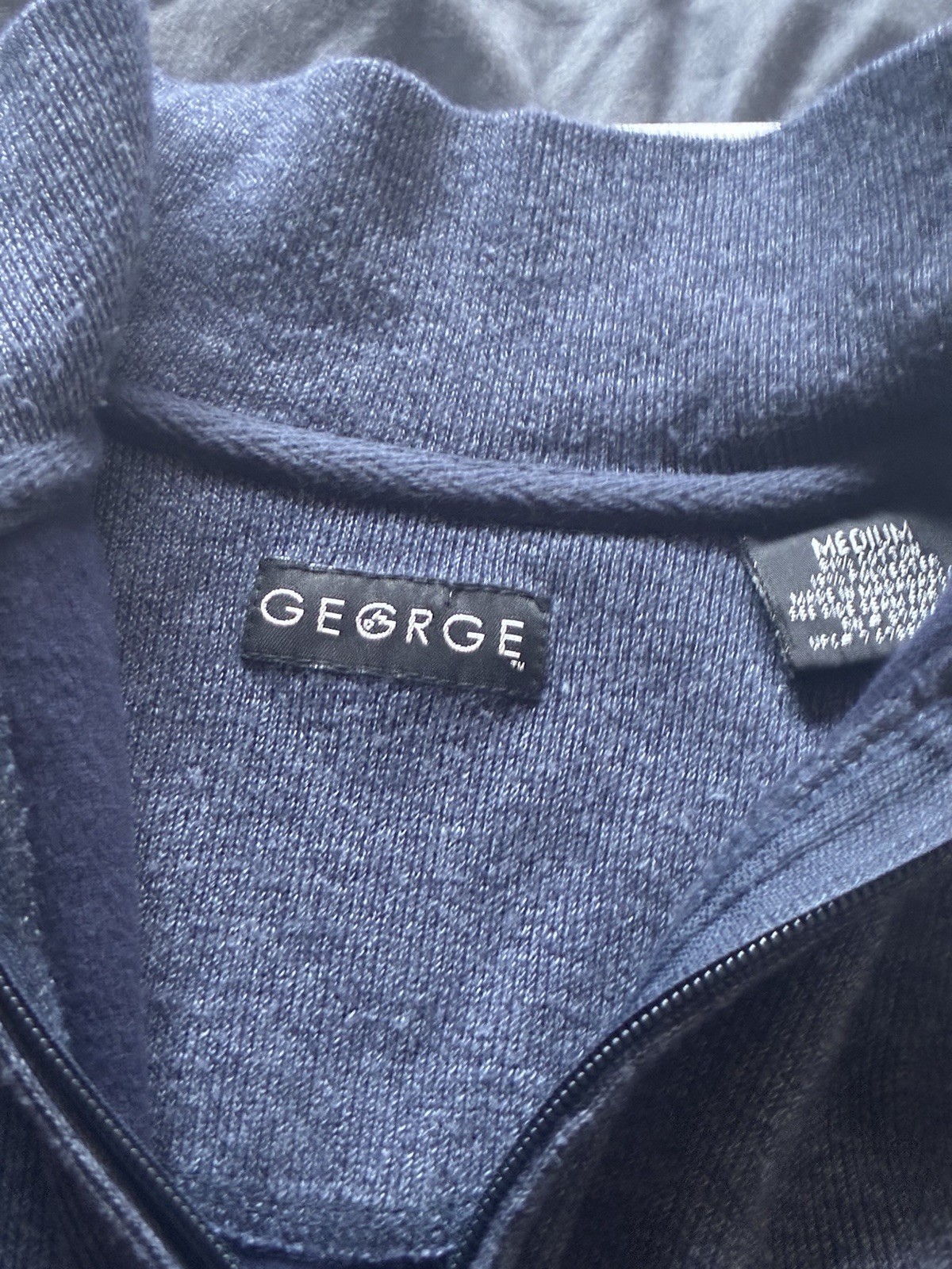 George Men's Blue 1/4 Zip Mock Neck Pullover Shirt M Long Sleeve Solid gallery