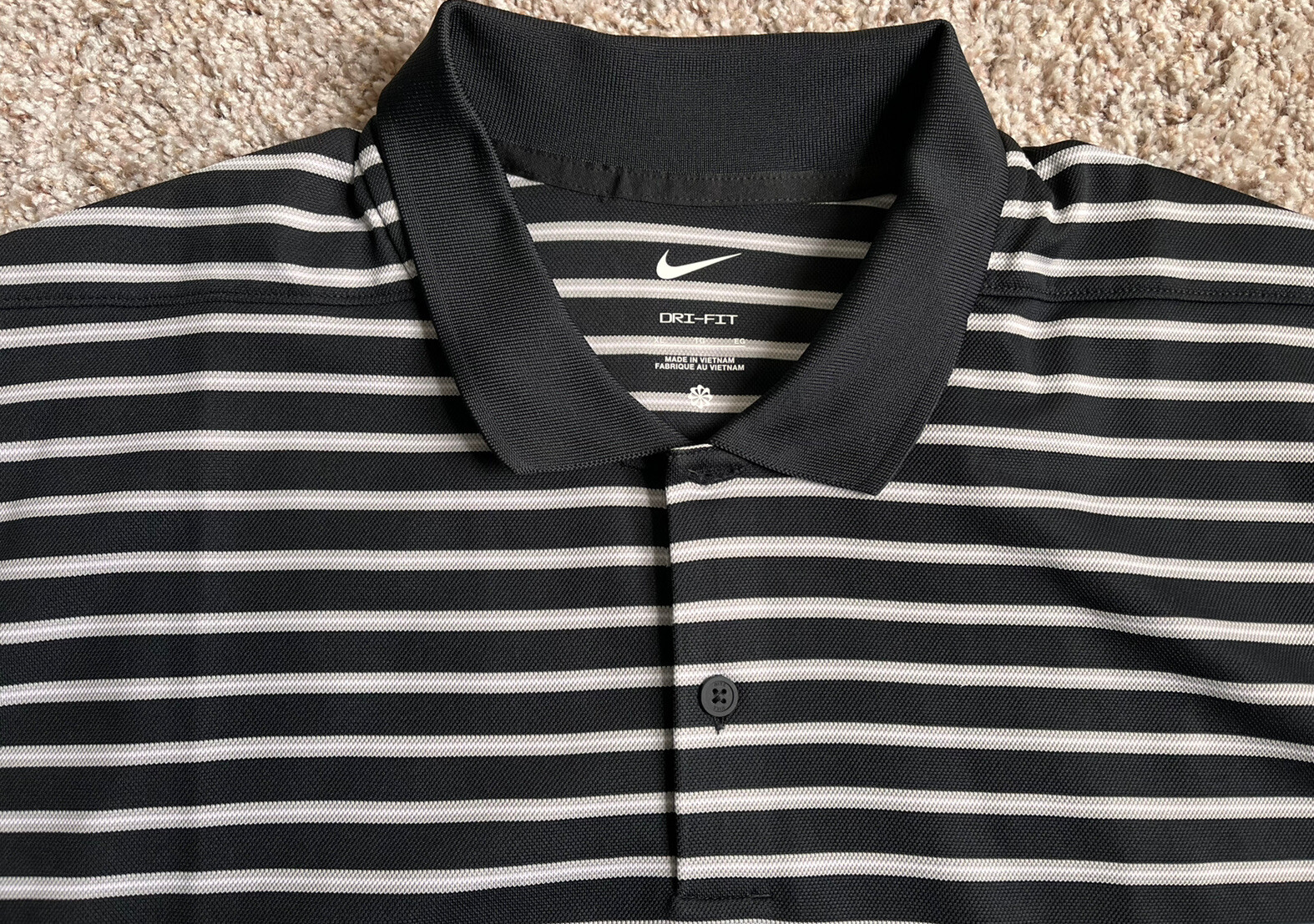 NIKE Men’s GOLF DRI-FIT VICTORY STRIPE POLO SHIRT Black Gray DH0835-010 X Large gallery