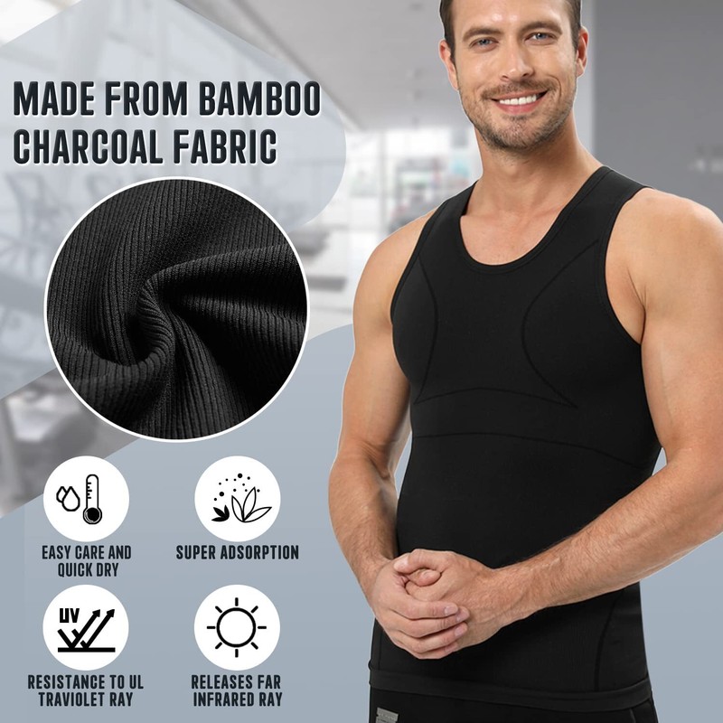 Mens Compression Shirt Tank Top Gynecomastia Body Shaper Vest Tummy Control Tops gallery