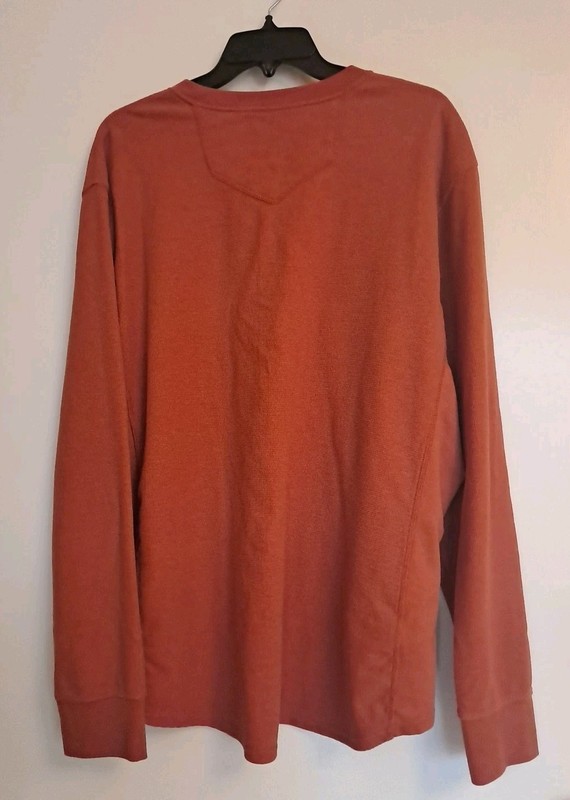 Eddie Bauer Mens Henley Knit Long Sleeve Terracotta 2XL Thermo Shirt Base Layer gallery