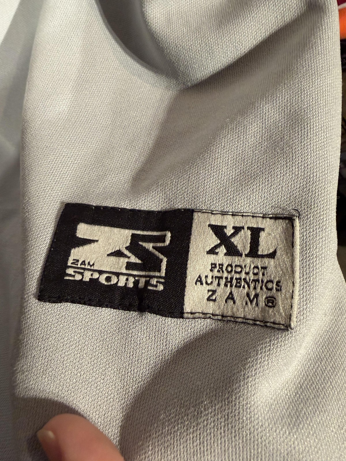 ZAM Sports Shirt Mens XL Gray New York Button Front Baseball Jersey Embroidered gallery