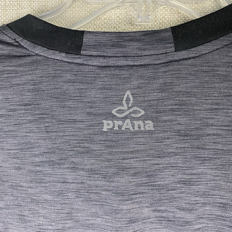 prAna Zylo Shirt Mens L Black Gray Henley Top Button Active Hiking Base Layer gallery