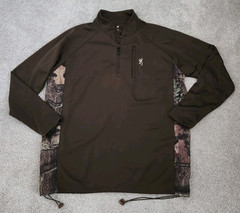 Browning Buckmark 1/4 Zip Shirt Men’s XL Brown & Camo Quick Dry Jacket Hunting