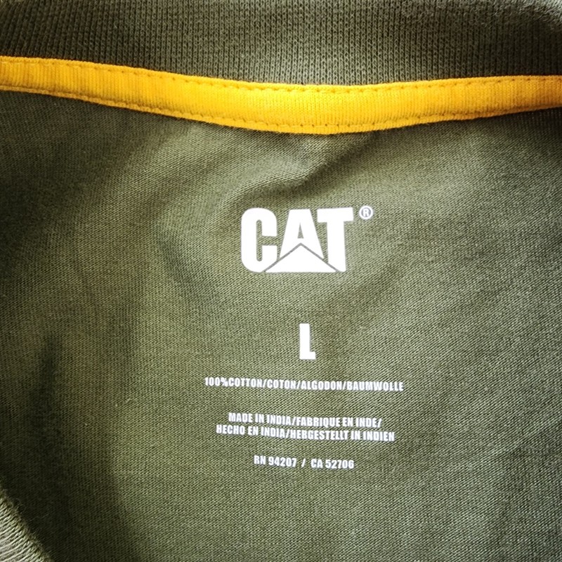 CAT Crew Neck Short Sleeve Workwear T-Shirt W/Logo Sz Large Olive Green gallery