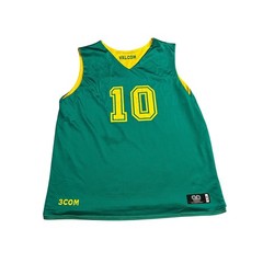 Game Gear Valcom 3COM Basketball Jersey Men Large Green Yellow Excellent Mesh 10