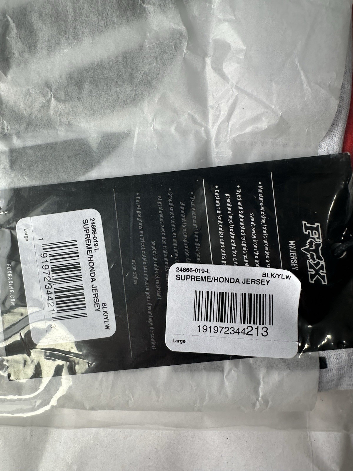 SUPREME x Honda x Fox Racing Jersey Red Men's Size Large NWT Deadstock gallery