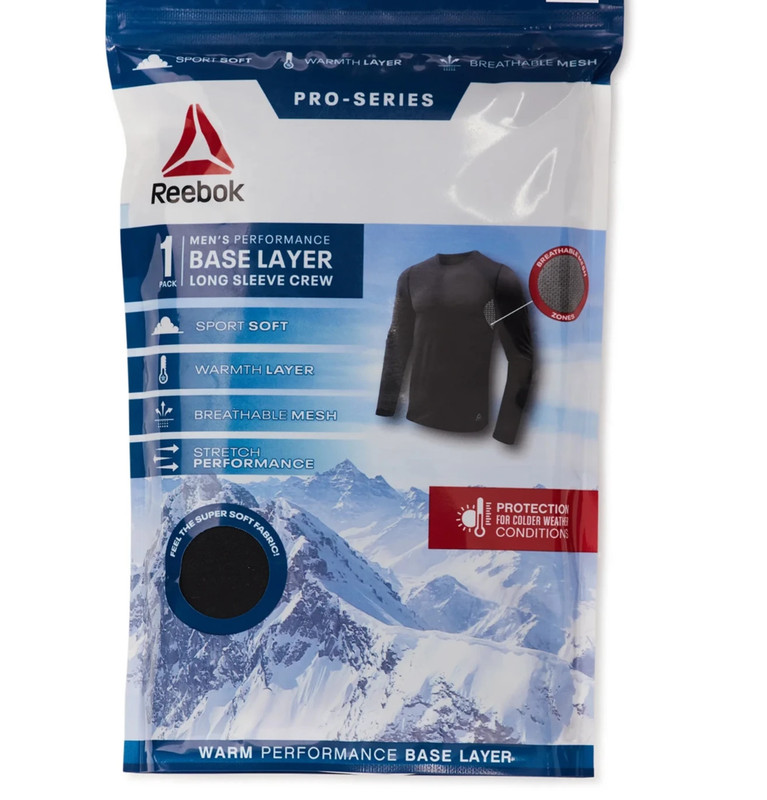 REEBOK Men's Performance Base Layer S 34-36 Long Sleeve Crew Pro Series Sport gallery