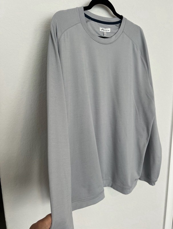 Peter Millar Performance Men's Crew Neck Long Sleeve Stretch Golf Tee Gray XXL gallery
