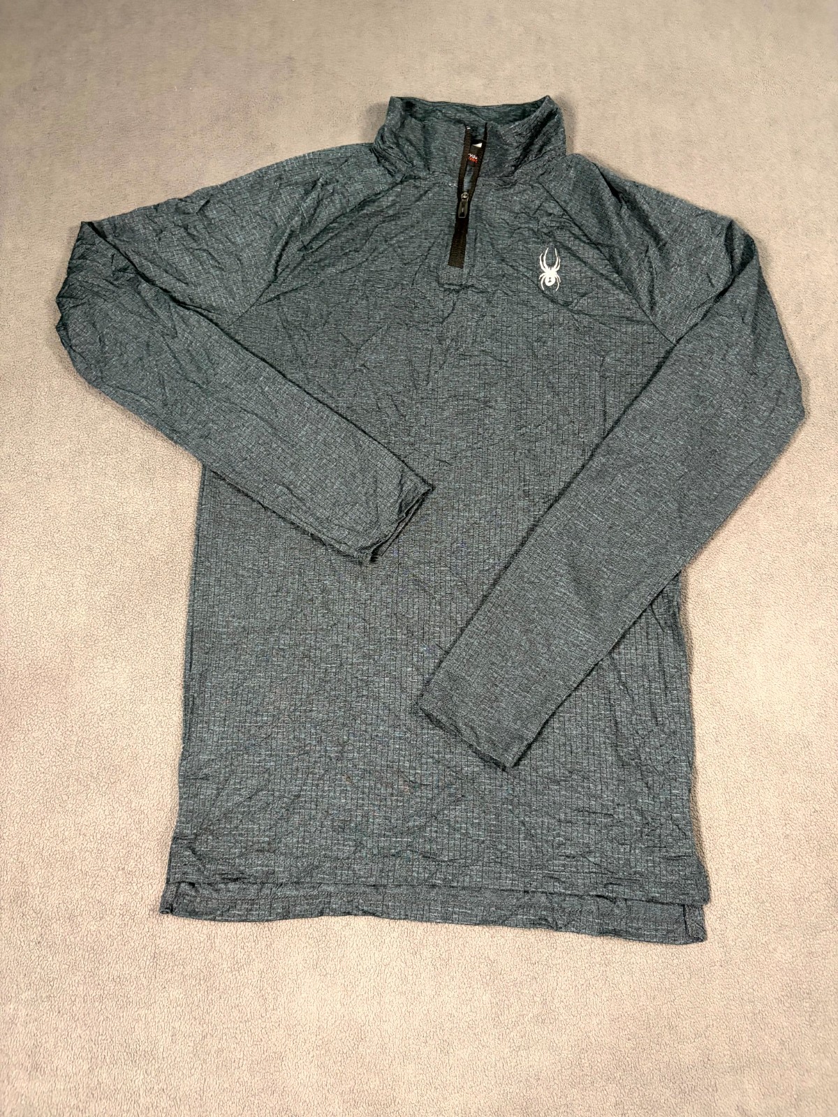 Spyder Active ProWeb Performance Top Mens Small Gray Mock Neck 1/4 Zip Athletic gallery