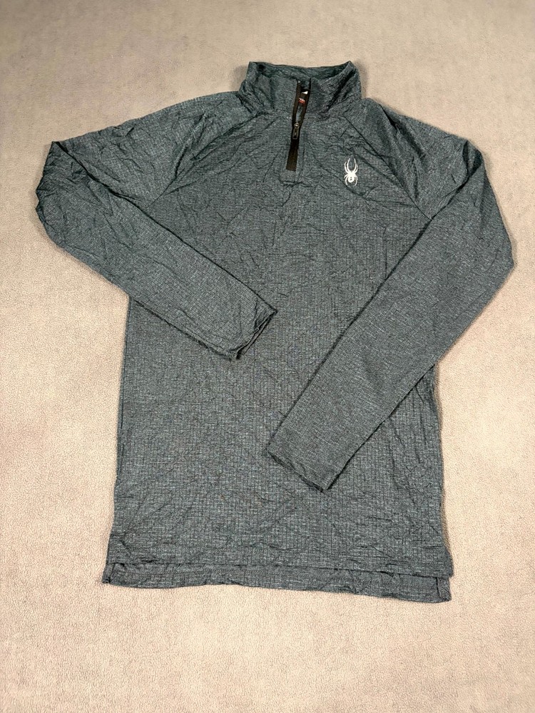Spyder Active ProWeb Performance Top Mens Small Gray Mock Neck 1/4 Zip Athletic