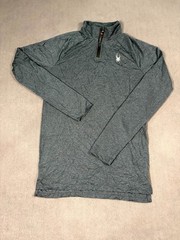 Spyder Active ProWeb Performance Top Mens Small Gray Mock Neck 1/4 Zip Athletic