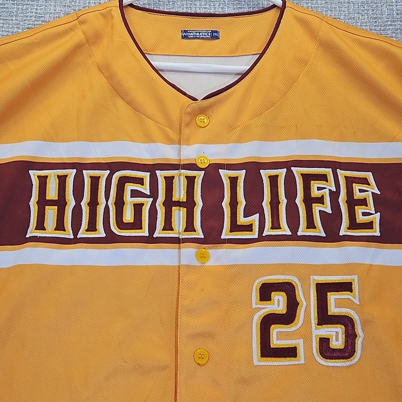 Custom High Life Baseball Jersey Mens 2XL Orange/Yellow GarbAthletics #25 *READ* gallery