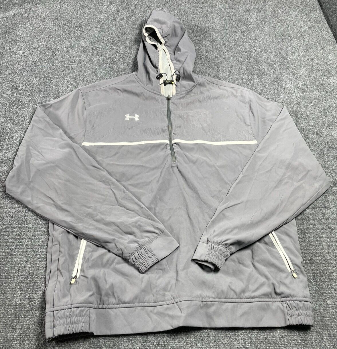 Under Armour Men's Gray Herringbone Windbreaker Loose Fit Hooded Jacket Size XL gallery