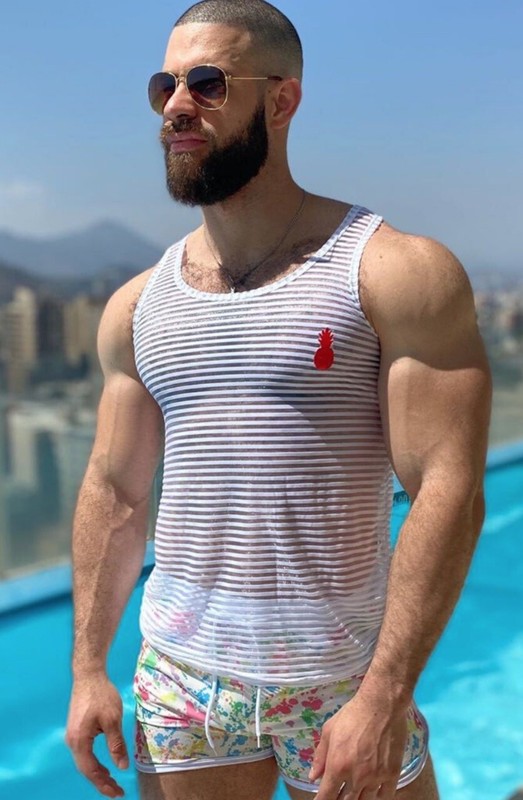 JJ Malibu SEE-THRU Fitted Round Neck White Tank-Top TOP ONLY/no shorts gallery