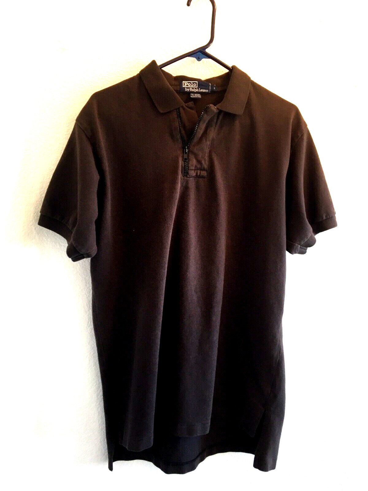VTG. Polo Ralph Lauren Shirt L Brownish Faded 1/4 Zip Short Sleeve Spellout Rare gallery