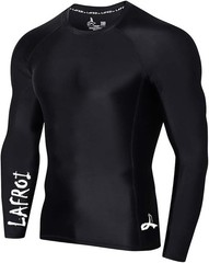 LAFROI Mens Compression Rash Guard Shirt Burst Sz XL Black Outdoor Work Out NWT