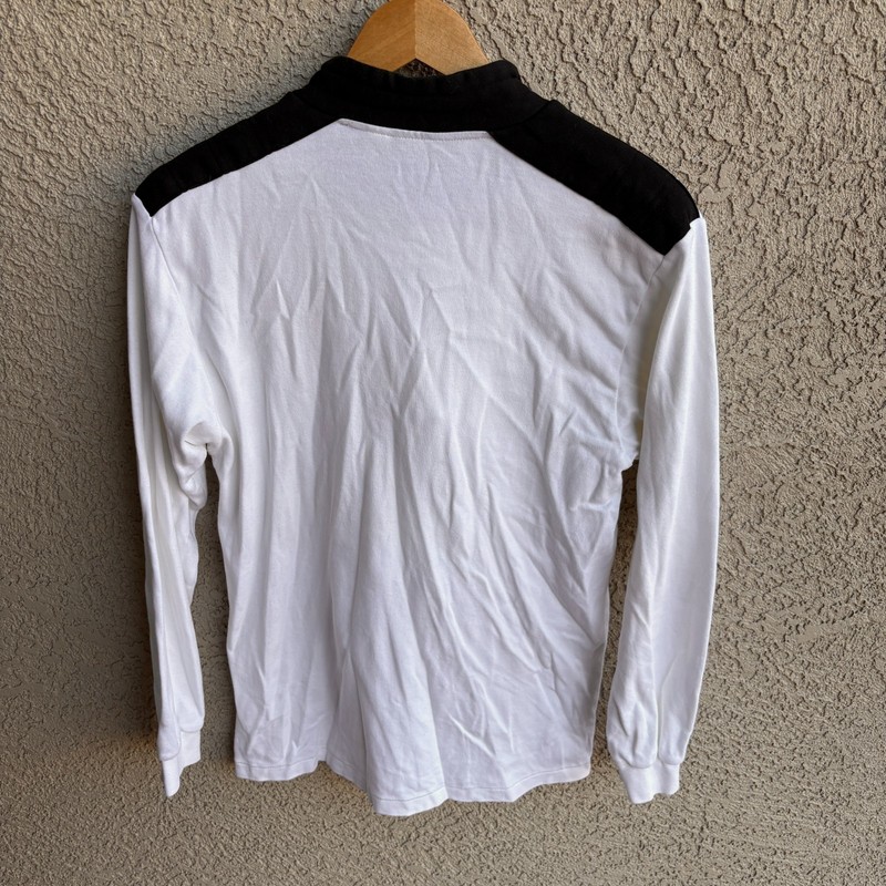 Descente Base Layer Men's M Long Sleeve 1/4 Zip Shirt Skiing White 100% Cotton gallery