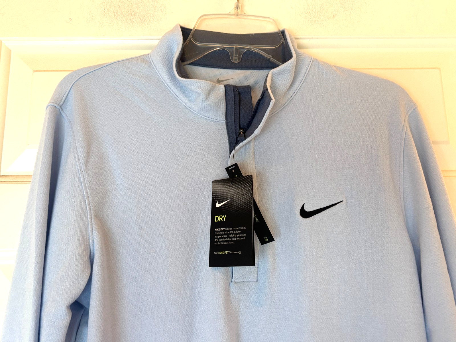 Nike Golf Quarter Zip Shirt Dri Fit Light Blue Long Sleeve Size Mens S NWT $75 gallery