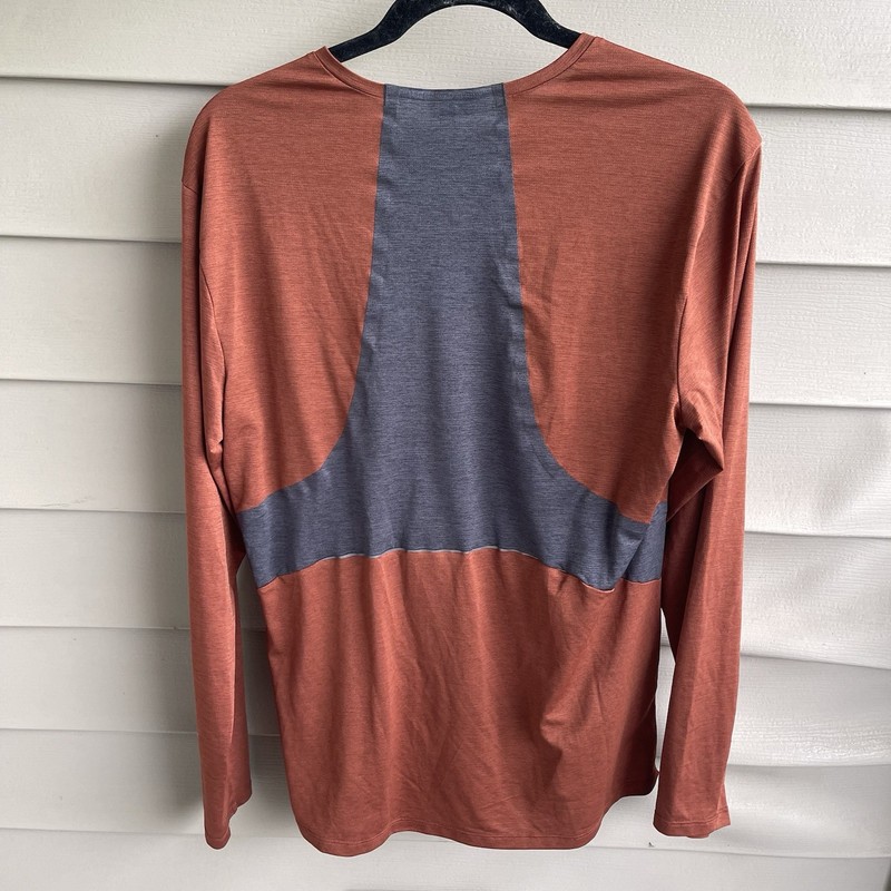 Lululemon Shirt Mens M Fast Free Tech LS Athletic Training Reflective Rust Grey gallery