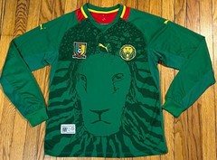 2012 PUMA Cameroun Africa Home Green Long Sleeve Soccer Jersey See Measurements