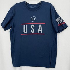 Under Armour USA T-Shirt Mens Large Navy Blue Short Sleeve Freedom Flag 1327555