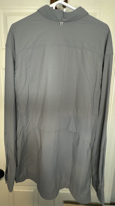 Under Armour Nylon Blend Vented Button Up Shirt Men’s XXL Gray Fishing Hiking gallery
