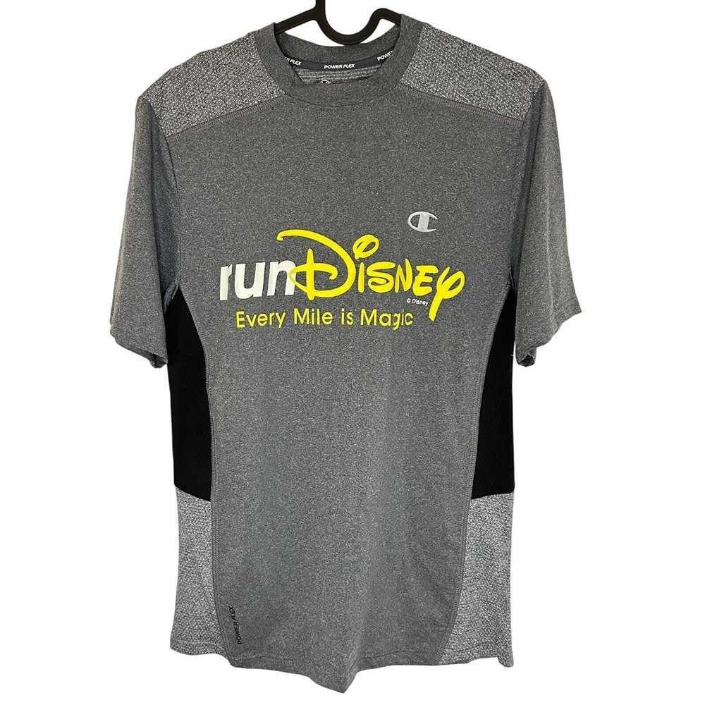 Champion runDisney PowerTrain Power Flex Mens Small Grey Running Shirt T7290