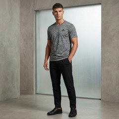 Adidas Men’s Medium Gray Space Dye Performance T-Shirt FT1345 Athletic Fit Tee